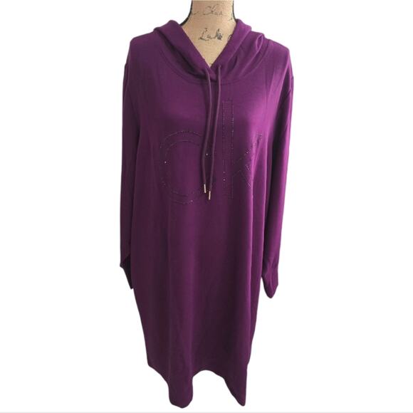 Calvin Klein Purple Plum Hooded Super Soft CK Dress Plus Size 3X New - Picture 2 of 8